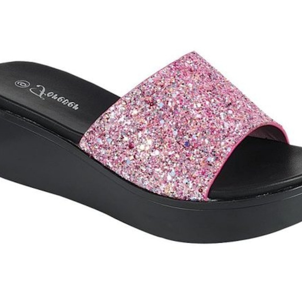 2/$25 SALE GLITTER SANDALS FLIP FLOPS SHOES  PINK - Picture 3 of 4